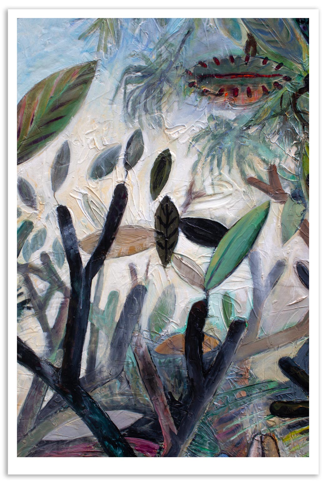 Plumeria Painting by Michael Daly Artist, Kauai, Hawaii. Acrylic on Canvas (detail)